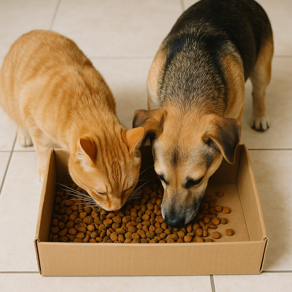 Mealtime Harmony: When Cats and Dogs Share More Than Just a Home